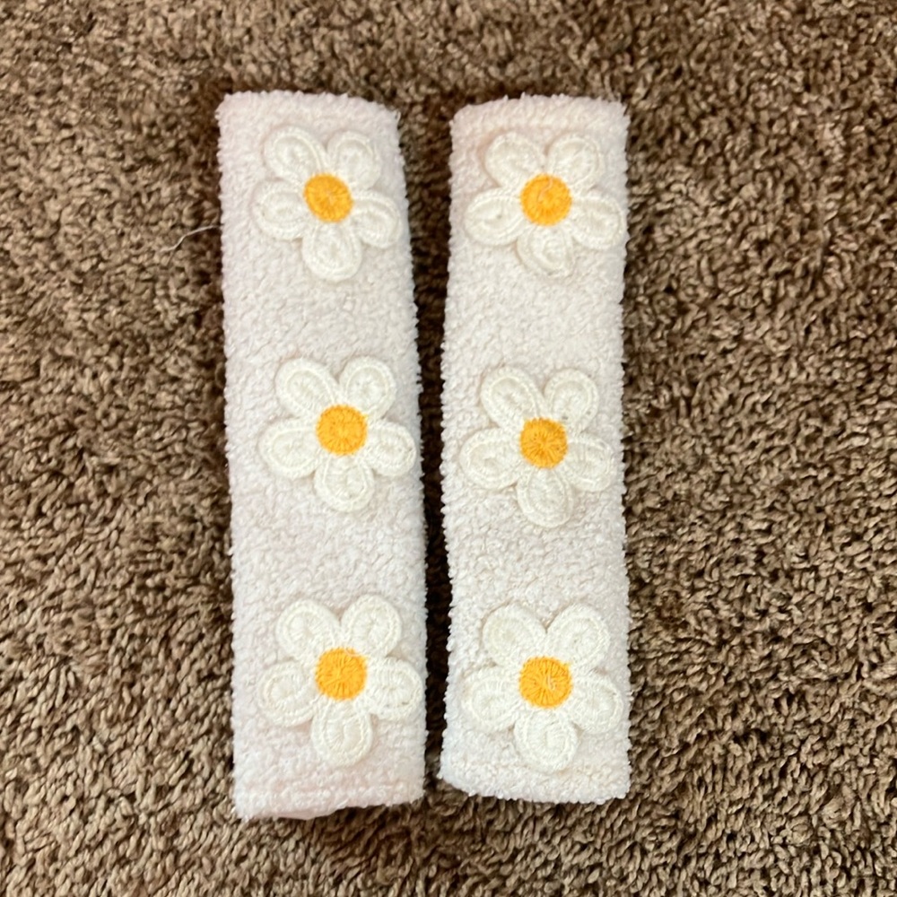 SHEIN White and Yellow seatbelt covers